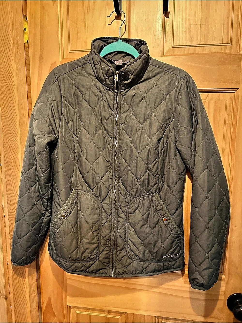 Eddie Bauer Sport Shop Diamond Quilted Jacket Olive Green-Medium-Excellent